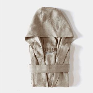 Linen Bathrobe in Natural Tan